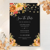 Herfst Waterverf Floral String Lights Wedding Save The Date