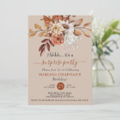 Herfst Waterverf Floral Taupe Surprise Party Kaart (Staand voorkant)