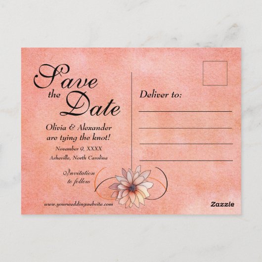 Herfst Waterverf Floral Terracotta Bewaar de datum Briefkaart (Achterkant)