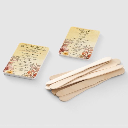 Herfst Waterverf Floral Terracotta Programma Handwaaier (Niet-gemonteerd)