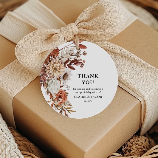 Herfst Waterverf Floral Wedding Hartelijk dank Bedankjes Labels