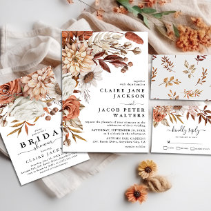 Herfst Waterverf Floral Wedding Kaart
