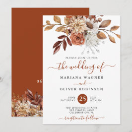 Herfst Waterverf Floral Wedding Kaart