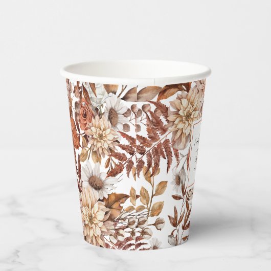 Herfst Waterverf Floral Wedding Papieren Bekers (Rechts)