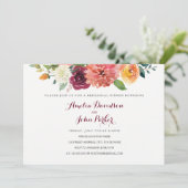 Herfst Waterverf Floral Wedding Repetitie Diner Kaart (Staand voorkant)