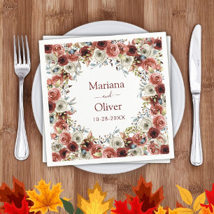 Herfst Waterverf Floral Wedding Servet