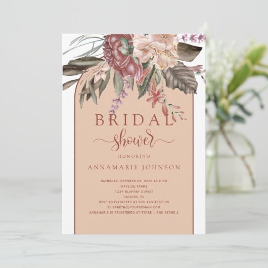 Herfst Waterverf Florals Rust Terracotta Peach Kaart (Staand voorkant)