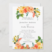 Herfst Waterverf Flowers Weddenschap Kaart (Voorkant)