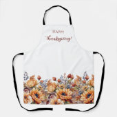 Herfst Waterverf Flowers- Wit Gekleurd Schort (Voorkant)