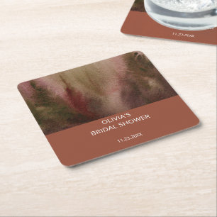 Herfst Waterverf Forest Terracota Vrijgezellenfees Kartonnen Onderzetters