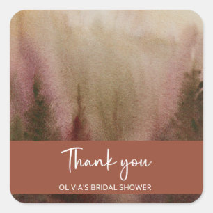 Herfst Waterverf Forest Terracota Vrijgezellenfees Vierkante Sticker