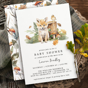 Herfst Waterverf Fox Woodland Autumn Baby shower Kaart