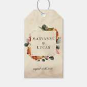 herfst waterverf gebladerte monogram bruiloft cadeaulabel (Voorkant)