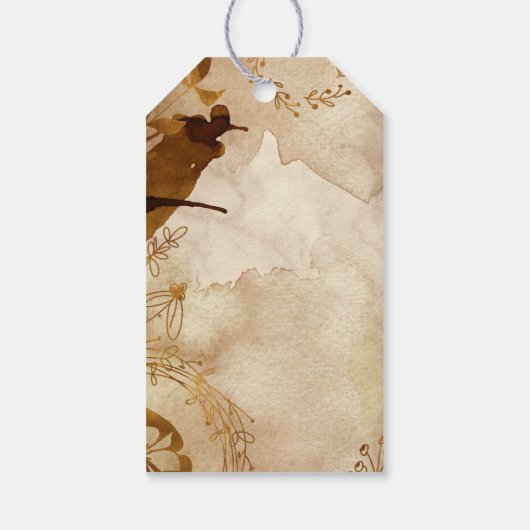 herfst waterverf gebladerte monogram bruiloft cadeaulabel (Achterkant)