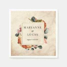 herfst waterverf gebladerte monogram bruiloft servet