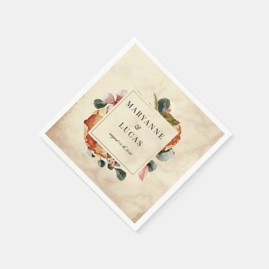 herfst waterverf gebladerte monogram bruiloft servet (Hoek)