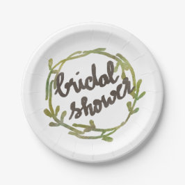 Herfst Waterverf Green Leaves Wedding Papieren Bordje