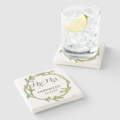 Herfst Waterverf Green Leaves Wedding Stenen Onderzetter (Zijkant)