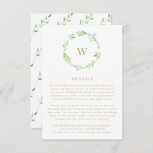 Herfst Waterverf Greenery Wreatet Enclosure Card RSVP Kaartje (Voorkant / Achterkant)