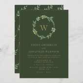 Herfst Waterverf Greenery Wreath Wedding Invitatio Kaart (Voorkant / Achterkant)