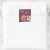 Herfst Waterverf Hallo Vierkante Sticker (Tas)