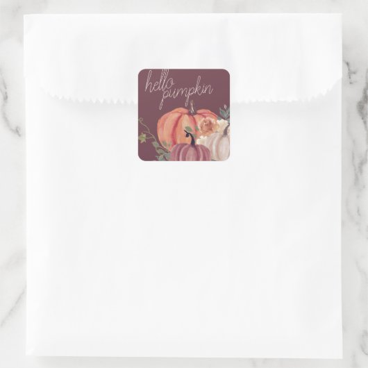 Herfst Waterverf Hallo Vierkante Sticker (Tas)