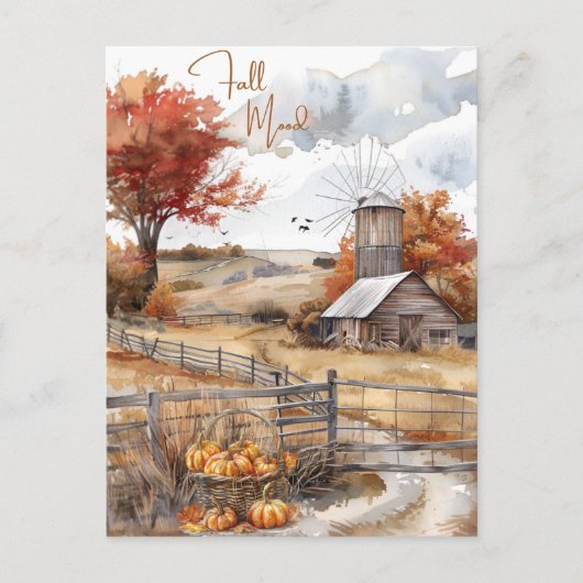 Herfst Waterverf Herfst Mood in het Land Briefkaart (Voorkant)