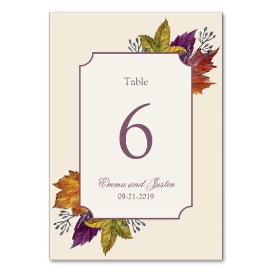 Herfst Waterverf Herfstblad Trouwen Kaart (Achterkant)
