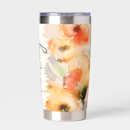 Herfst waterverf klaprozen gepersonaliseerd geïsoleerde drinkbeker (Achterkant)