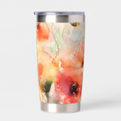 Herfst waterverf klaprozen gepersonaliseerd geïsoleerde drinkbeker (Rechts)
