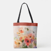 Herfst waterverf klaprozen monogram tote bag (Achterkant)