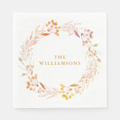 Herfst Waterverf Krans Gepersonaliseerde achternaa Servet (Voorkant)