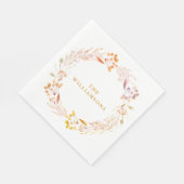 Herfst Waterverf Krans Gepersonaliseerde achternaa Servet (Hoek)