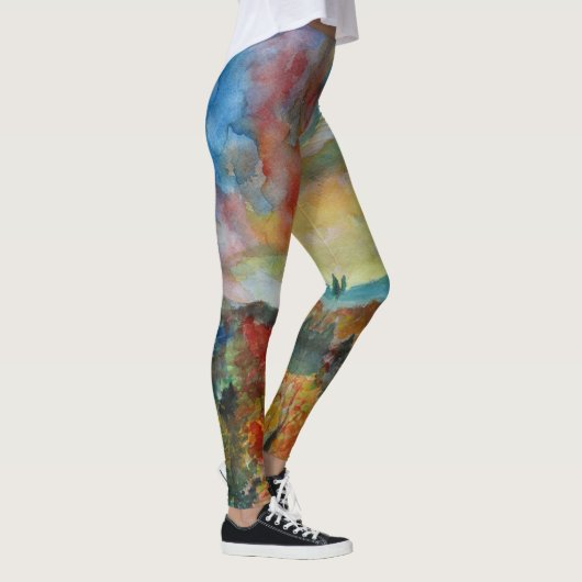 Herfst Waterverf Kunst Leggings (Rechts)