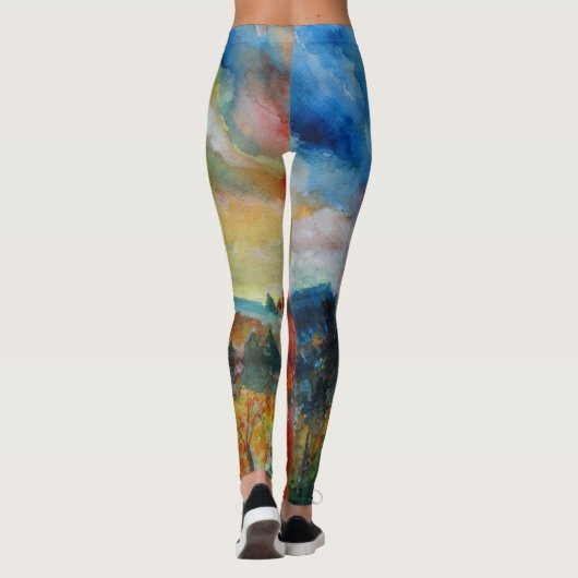 Herfst Waterverf Kunst Leggings (Achterkant)
