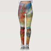 Herfst Waterverf Kunst Leggings (Voorkant)