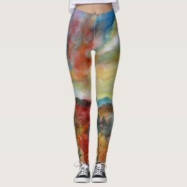 Herfst Waterverf Kunst Leggings