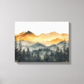 Herfst Waterverf Kunst: Vredig Bergbos Canvas Afdruk (Voorkant)