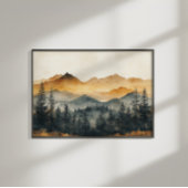 Herfst Waterverf Kunst: Vredig Bergbos Canvas Afdruk