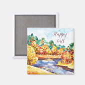 Herfst waterverf landschap met aanpasbare tekst  magneet (Voorkant / Achterkant)