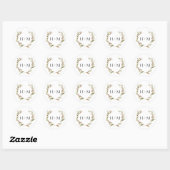 Herfst Waterverf Laurel Wreath Monogram Wedding Ronde Sticker (Vel)