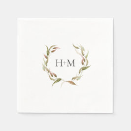 Herfst Waterverf Laurel Wreath Monogram Wedding Servet