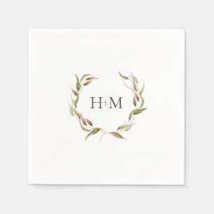 Herfst Waterverf Laurel Wreath Monogram Wedding Servet