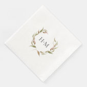 Herfst Waterverf Laurel Wreath Monogram Wedding Servet (Hoek)
