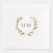Herfst Waterverf Laurel Wreath Monogram Wedding Servet (Voorkant)