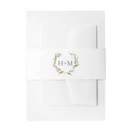 Herfst Waterverf Laurel Wreath Monogram Wedding Uitnodigingen Wikkel