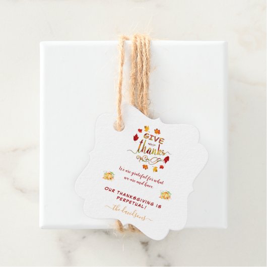 Herfst Waterverf Leaves Geef Bedankt Monogram Bedankjes Labels (In situ)