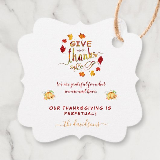 Herfst Waterverf Leaves Geef Bedankt Monogram Bedankjes Labels (Achterkant)