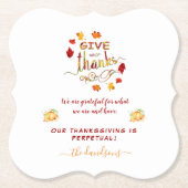 Herfst Waterverf Leaves Geef Bedankt Monogram Kartonnen Onderzetters (Voorkant)