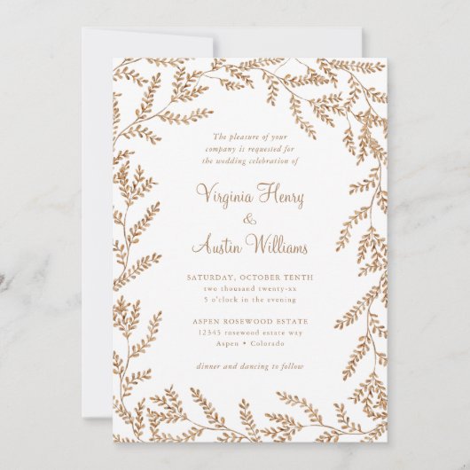 Herfst Waterverf Leaves Wedding Kaart (Voorkant)